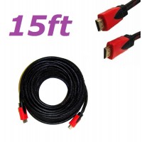Premium HDMI Cable 15ft 1.4 BLURAY For 3D HD 1080P HDTV LCD LED PS4 XBOX Black&Red