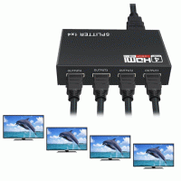 HD HDMI Splitter Amplifier Repeater 1080p 4K 4 Port Hub 3D 1 in 4 out 1X4